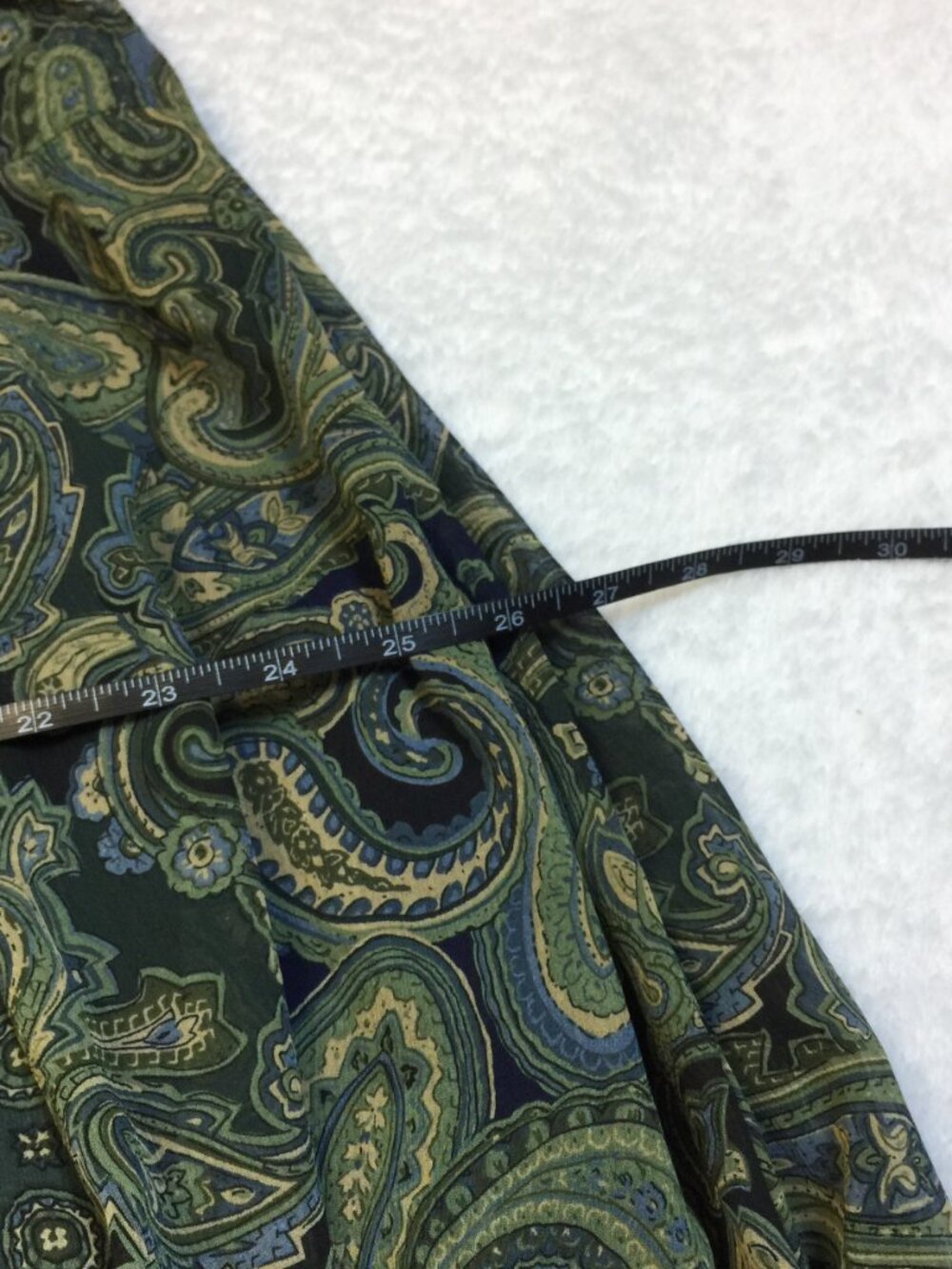 Coldwater Creek A-line Midi Skirt Size L Womans Green Blue Paisley Pleated Boho - Picture 9 of 15